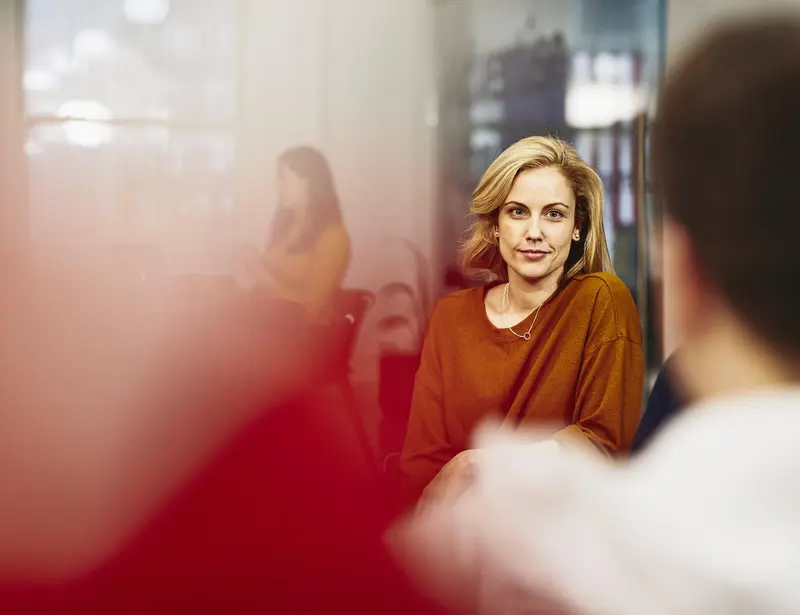 Woman having a conversation